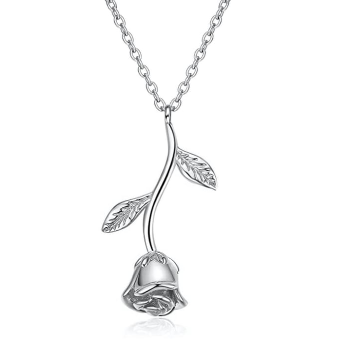 Victorious Dames Ketting – Zilverkleurige Roos – Zilverkleurig – 43cm