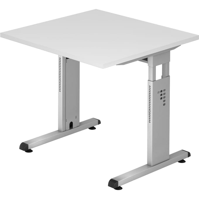 MEGA 8 S | Bureau - 80 x 80 Tafelhoogte I In hoogte verstelbaar Wit/Zilver