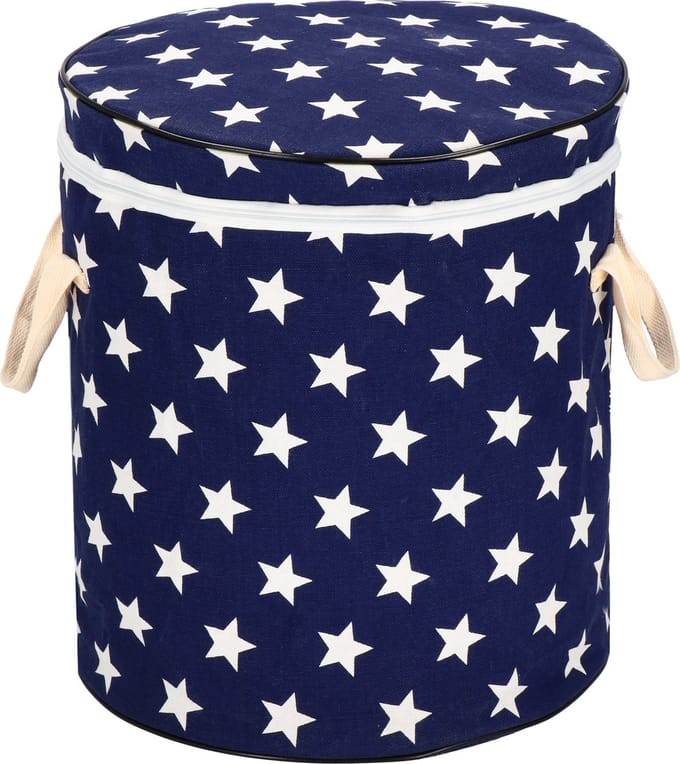 Springos Opbergmand - Speelgoedmand - Kledingmand - Organizer - Deksel - Sterren - Handvatten - Blauw