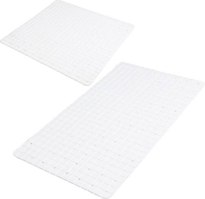 Urban Living Douche/badkamer anti-slip matten set - 2x stuks - rubber - wit