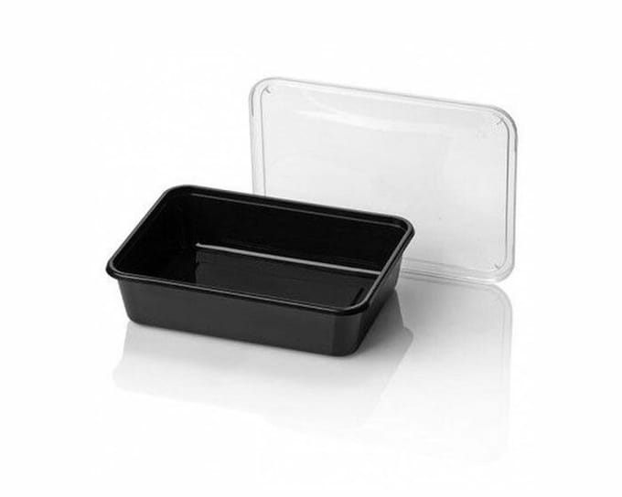 Magnetronbak 1000ml - prepmeal - maaltijdbak - 100stuks + deksel - ZWART - IMES