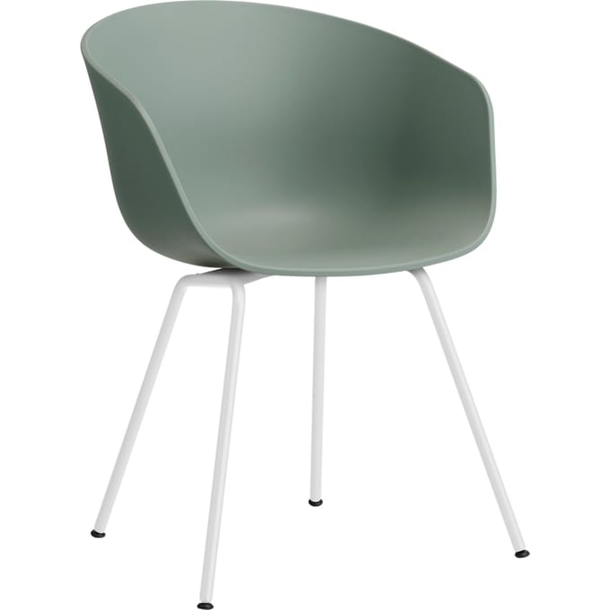 HAY About a Chair AAC 26 - fall green 2.0 - gepoedercoat wit - viltglijders
