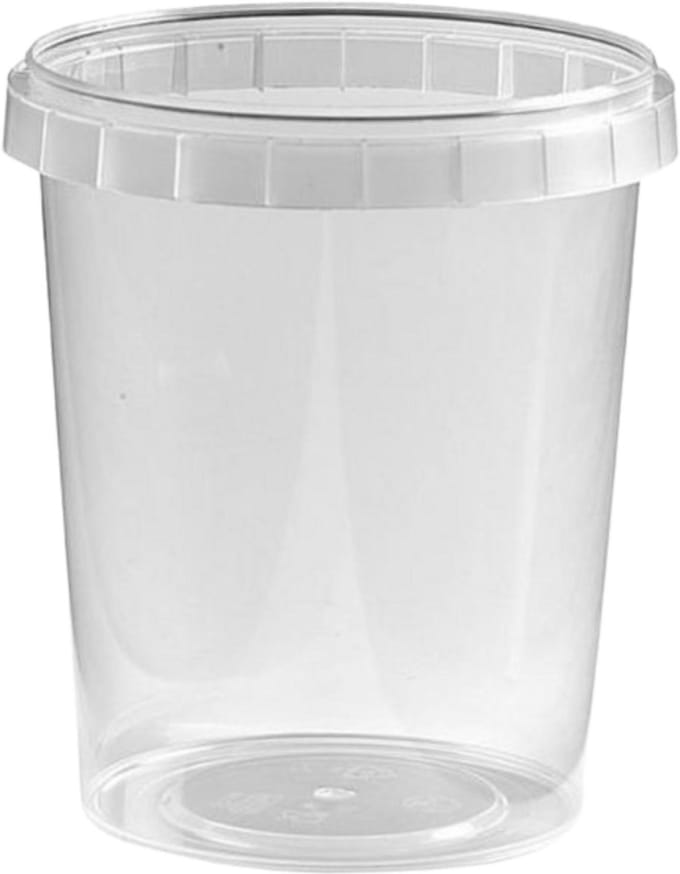 20 x Plastic bakjes rond ø95mm 520 ml | Transparant met deksel