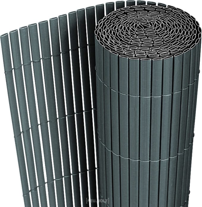 Flexibele tuinscherm balkonscherm PVC 0,9x3 m grijs
