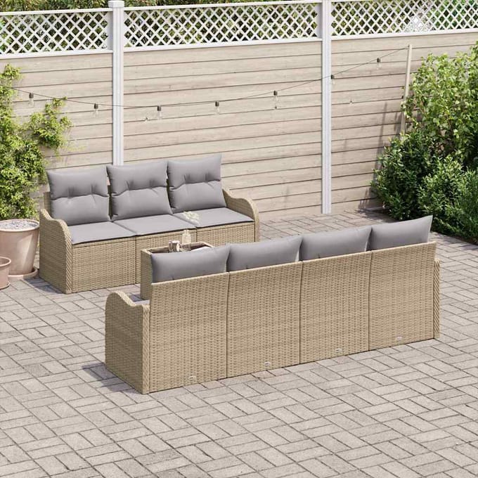 vidaXL - Tuinbank - Set - Beige - 55 - x - 55 - x - 37 - cm - poly - rattan