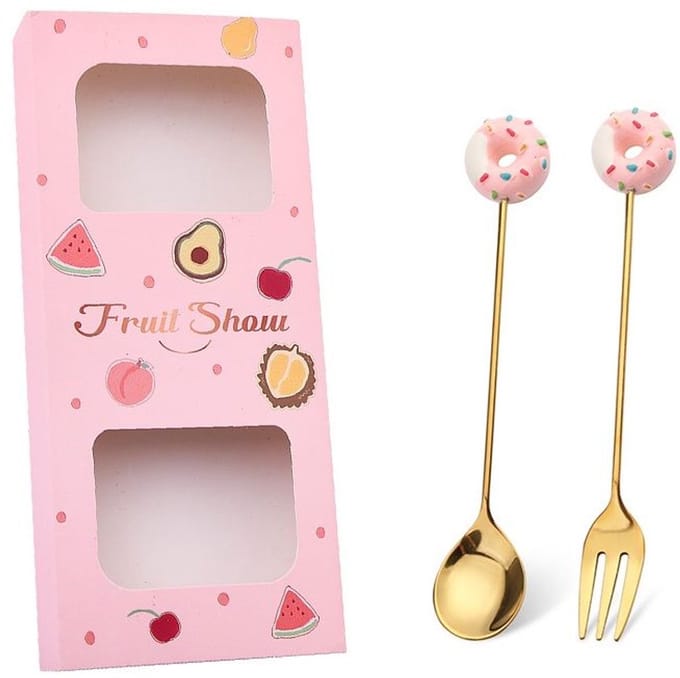 Cadeau set Gebak Bestek 2 stuks - Donuts