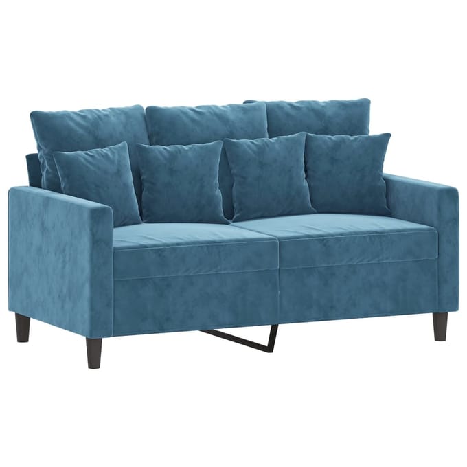 vidaXL - 3-delige - Loungeset - met - kussens - fluweel - blauw