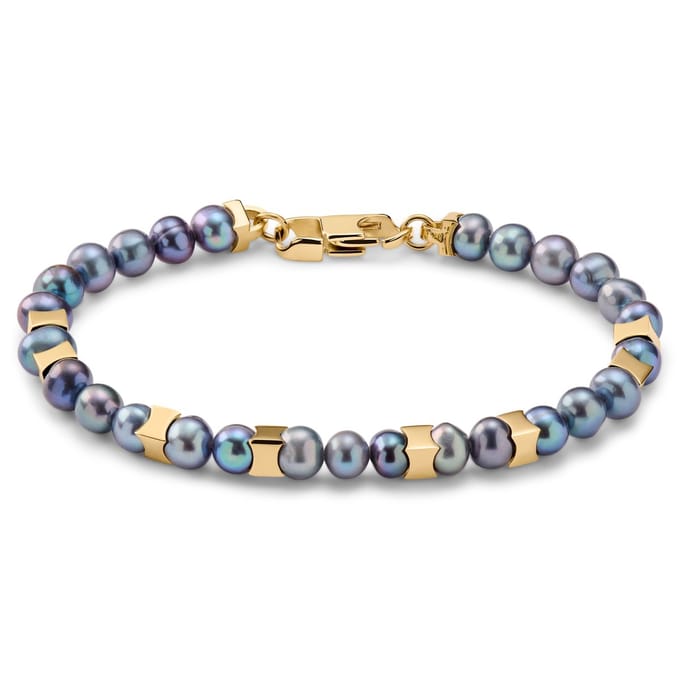 Ocata | Goudkleurige Armband met Zwarte Parels