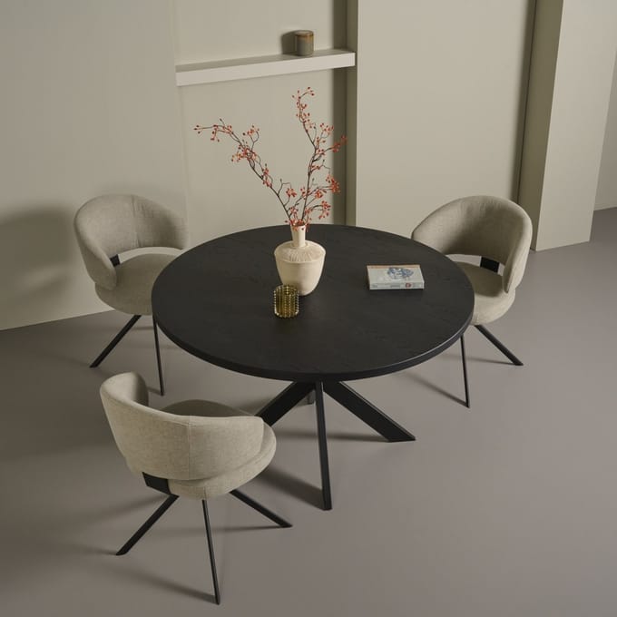 Eetkamerstoel Harads - Stof - Beige - 58 x 82 x 58 cm (BxHxD)