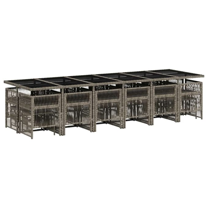 vidaXL - 17-delige - Tuinset - met - kussens - poly - rattan - grijs