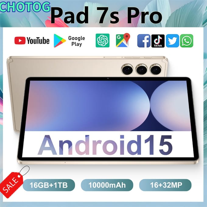 CHOTOG Pad 7s Pro Kinder Tablet Android 10000mAh Originele Tab PC 10.1 HD Tablets 5G Dual SIM Globale Versie Tablet 22GB+2TB Tab