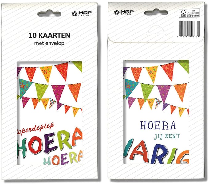 MGPcards - 20x dubbele wenskaart met witte envelop - Verjaardag - 11.5 x 17 cm