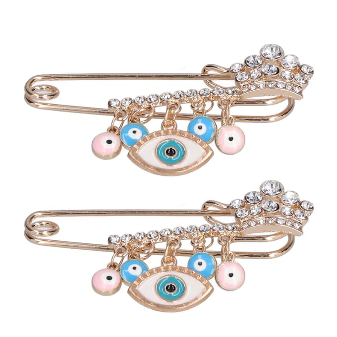 2 Pièces Broches Strass Multifonctionnelles Fabrication Exquise Design Tendance Broches Bleues beige
