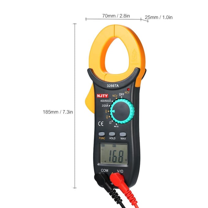 NJTY Digitale Stroomtang 2000 Telt Auto Range Multimeter met NCV Test AC/DC Spanning Wisselstroom