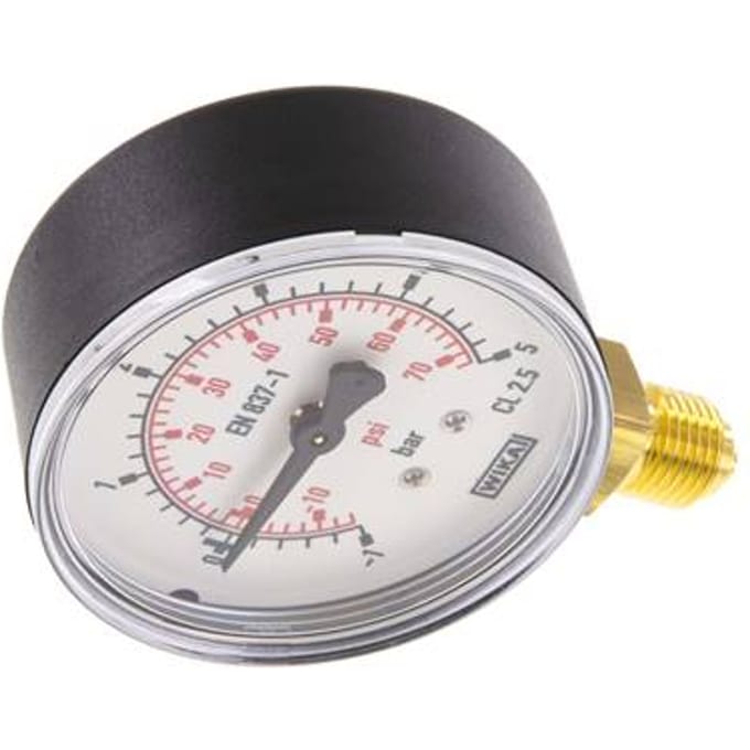 1..5 Bar Manometer Onderaansluiting Kunststof/Messing 63 mm Klasse 2.5