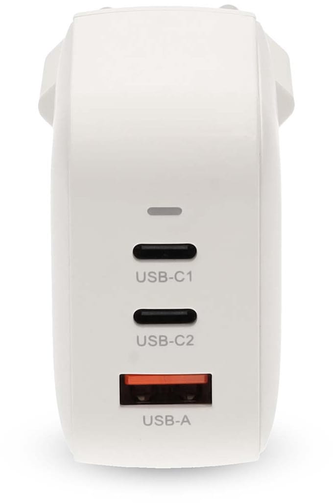 Nedis Oplader - 70 W - GaN - PD3.0 - 1.5 / 2.25 / 2.5 / 3.0 / 3.5 A - Outputs: 3 - USB-A / 2x USB-C - Automatische Voltage Selectie - Wit