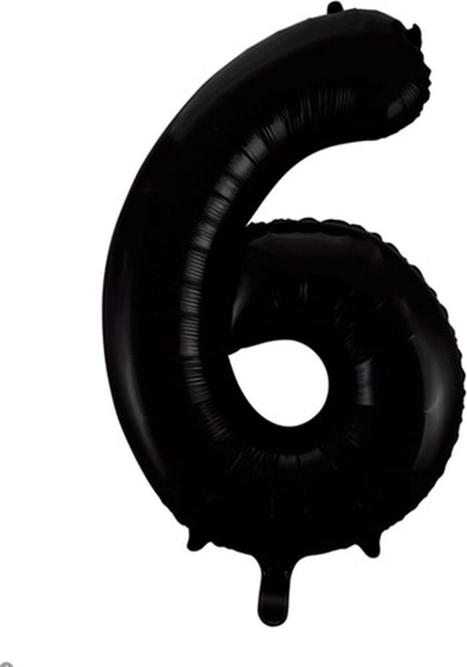 Wefiesta - Folieballon Cijfer 6 Zwart - 86 cm