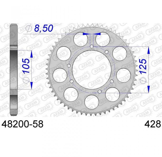 Couronne de transmission Afam pour Moto HM 50 CRM Derapage 2003 à 2013 Neuf