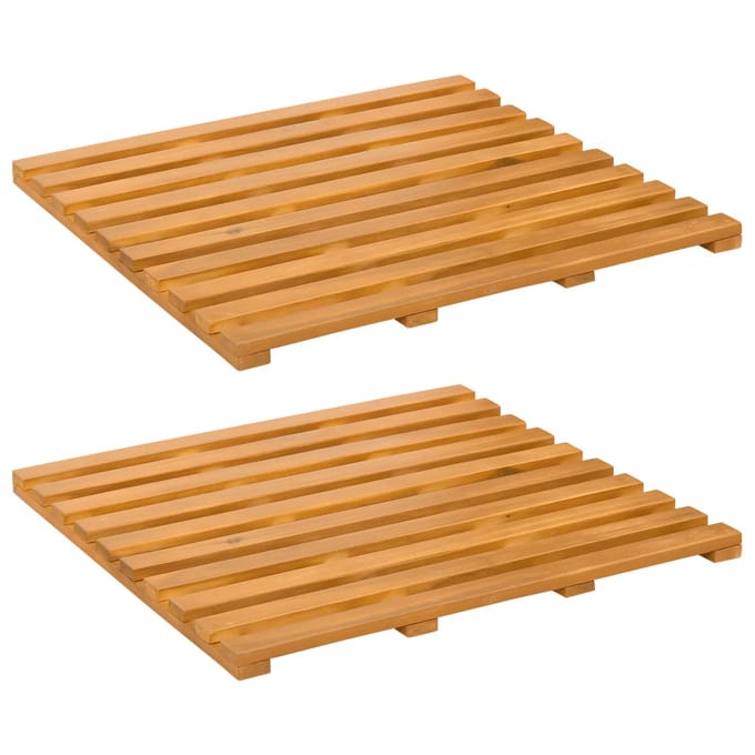 vidaXL - Badmat - 2 - st - Naturel - 50 - x - 48 - cm - Massief - Acacia - Hout