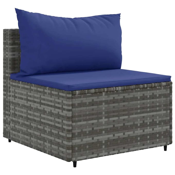 vidaXL - 7-delige - Loungeset - met - kussens - poly - rattan - grijs