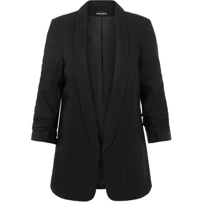Pieces zwarte dames blazer   Revers kraag   Regular fit   3/4 mouw Zwart S
