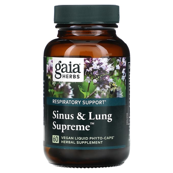 Gaia Herbs, Sinus & Poumon Suprême, Phyto-capsules Végétales Liquides, 60 Comprimés