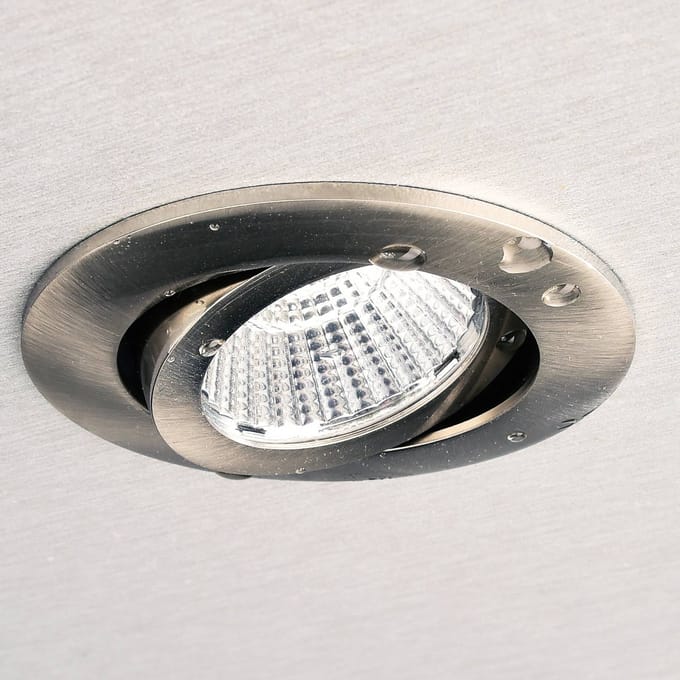 Deko-Light Plafond inbouwlamp Dione, IP44, 3.000 K, nikkel, dimbaar
