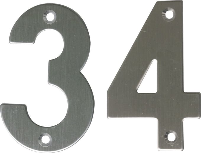 AMIG Huisnummer 34 - massief Inox RVS - 10cm - incl. bijpassende schroeven - zilver