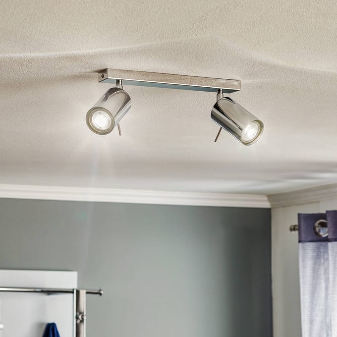 SOLLUX LIGHTING Plafondspot Round, chroom, 2-lamps