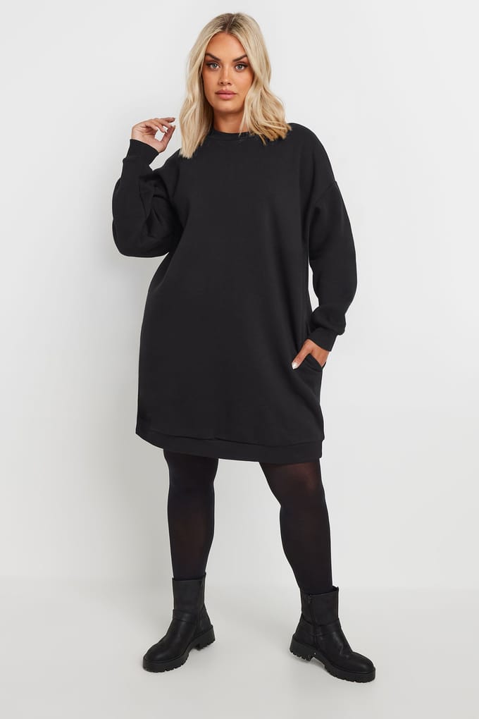 Yours Zwarte Sweatshirtjurk Size 48