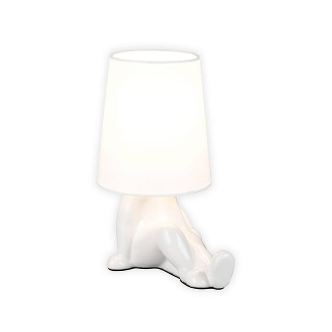 Reality Leuchten Tafellamp Huma, wit, hoogte 25 cm, textiel/keramiek, E14