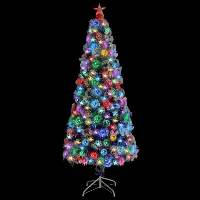 vidaXL - Kunstkerstboom - met - verlichting - 180 - cm - glasvezel - wit - en - blauw