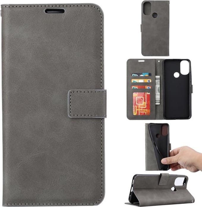Portemonnee Book Case Hoesje Geschikt voor: Motorola Moto E20 / E30 / E40 -  grijs