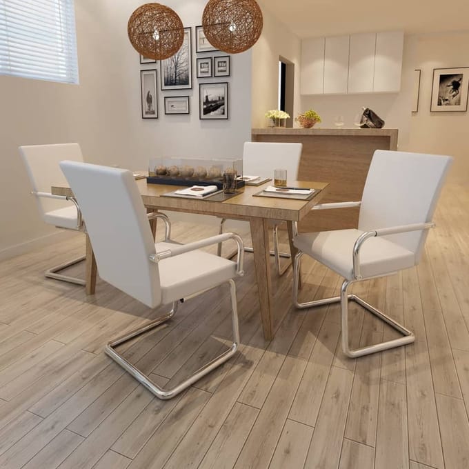 Medina Eetkamerstoelen 4 st kunstleer wit