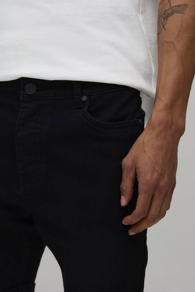 Essential Skinny Stretch Fit Denim Shorts | Black | Size 56