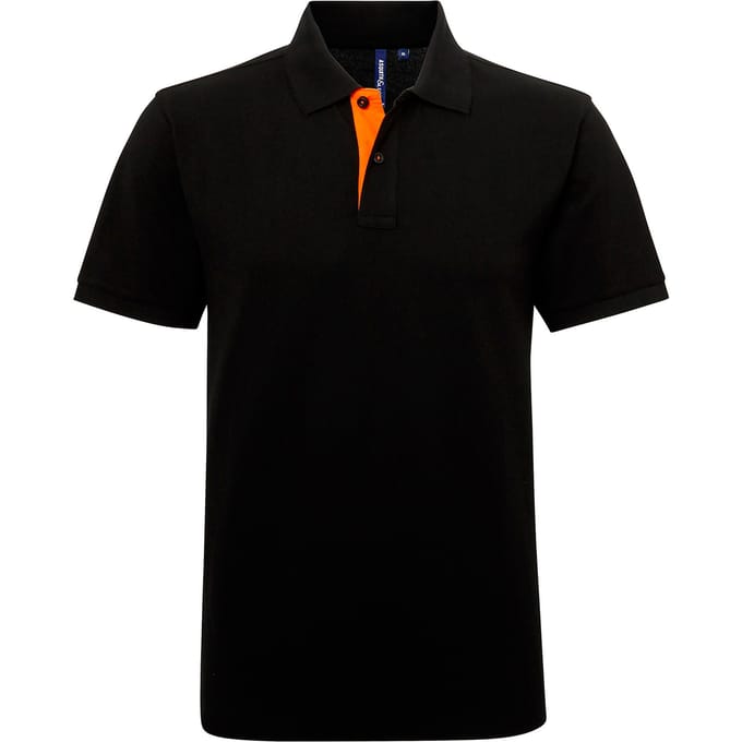 Asquith & Fox Heren Klassieke Pasvorm Contrast Poloshirt (Zwart / Oranje)