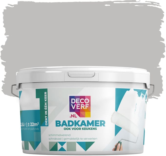 Decoverf badkamerverf 2.5L parelgrijs