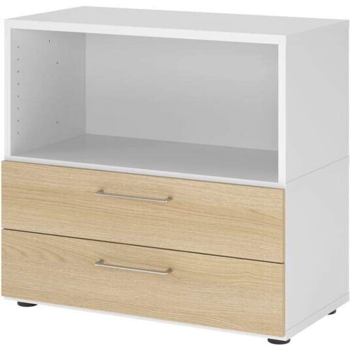 FlexWall | 2 OH | laden + kast | met verstelbare poten - Wit/Eiken