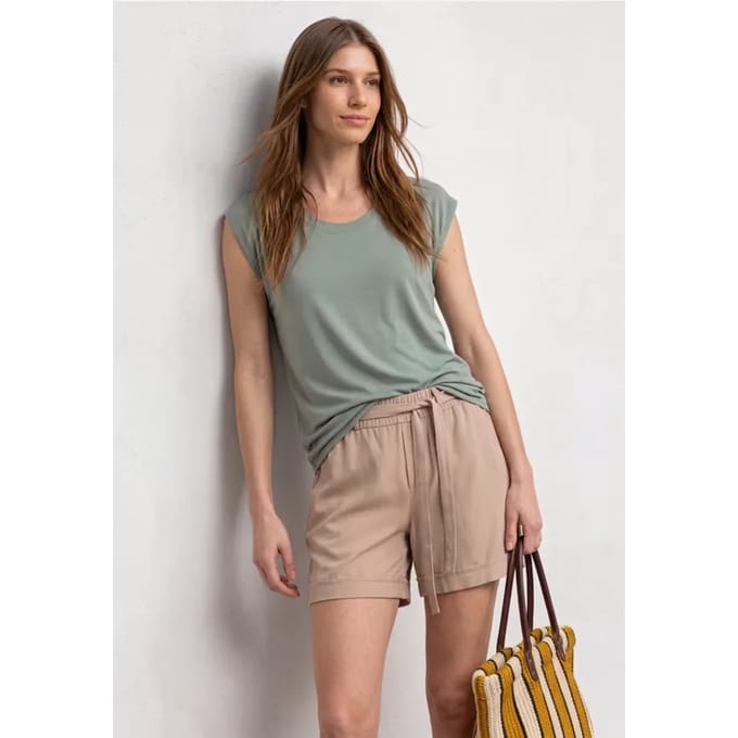 Shirt met afhangende schouders en elastische zoom