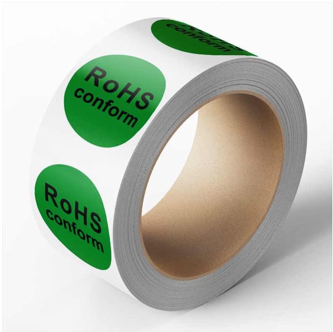 Sticker 'RoHS conform', 25 m op rol, groen Ø 30 mm