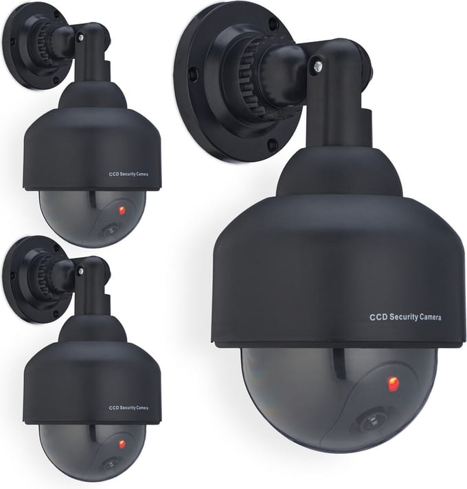 3x dummy dome camera met led-lampje - nep bewakingscamera binnen & buiten