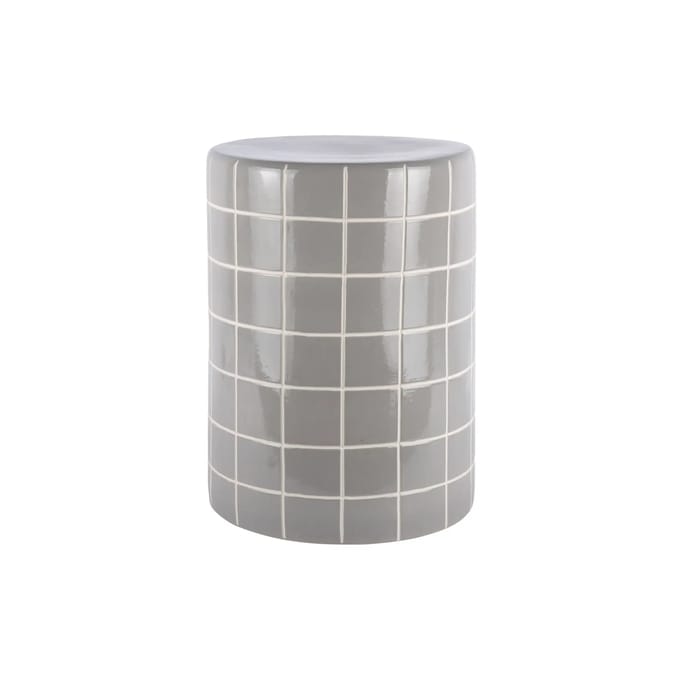 Leitmotiv Bijzettafel Retro Tiles High - Lichtgrijs - Ø33cm - Modern