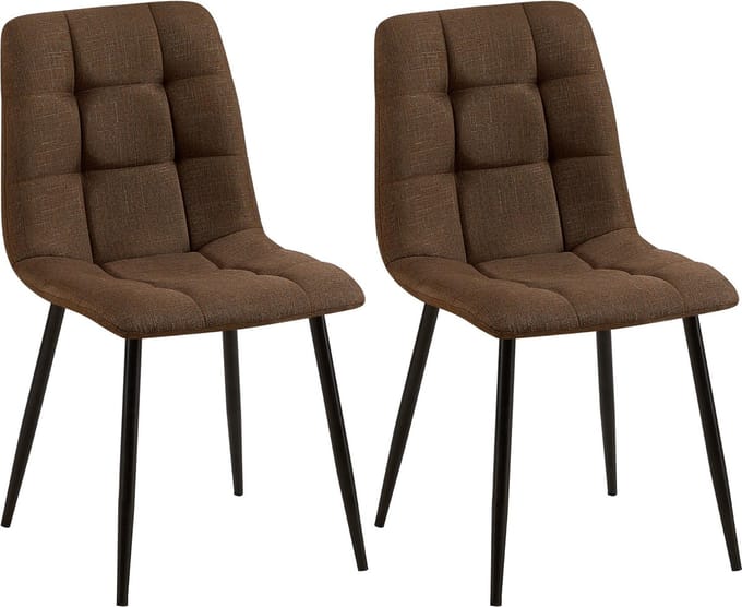 CLP Tilde Set van 2 eetkamerstoelen - Zonder armleuning - Industrieel - Stof/bruin