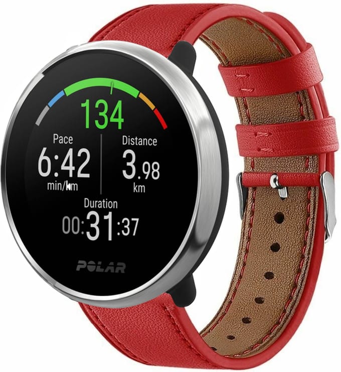 Strap-it Smartwatch bandje leer - geschikt voor Polar Unite / Ignite / Ignite 2 / Ignite 3 / Pacer - rood