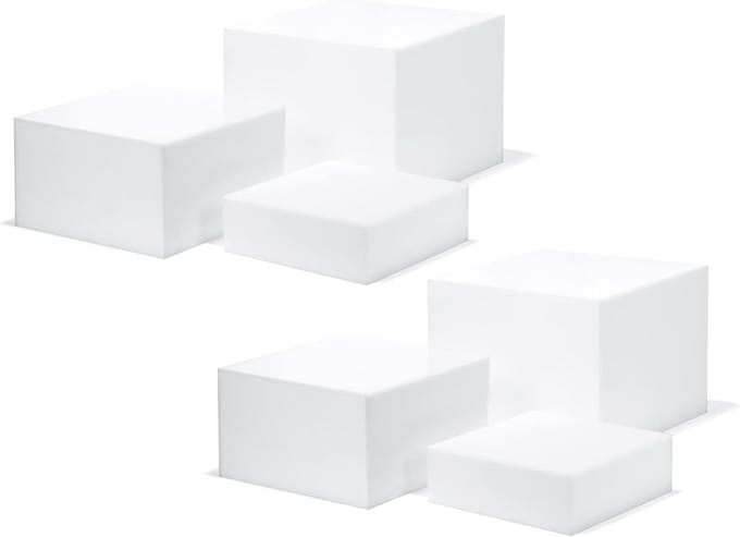 Set van 6 Luxe Glanzend Witte Acryl Kubus Display Houders voor Sieraden en Figuren