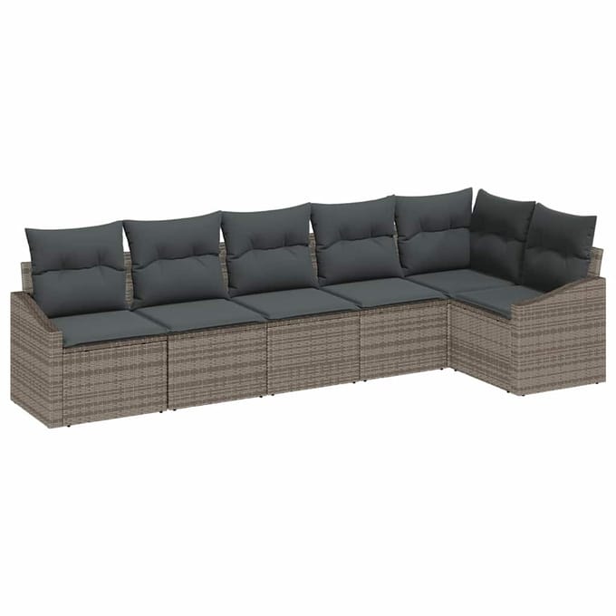 vidaXL - Tuinbank - Set - 6 - st - Grijs - poly - rattan