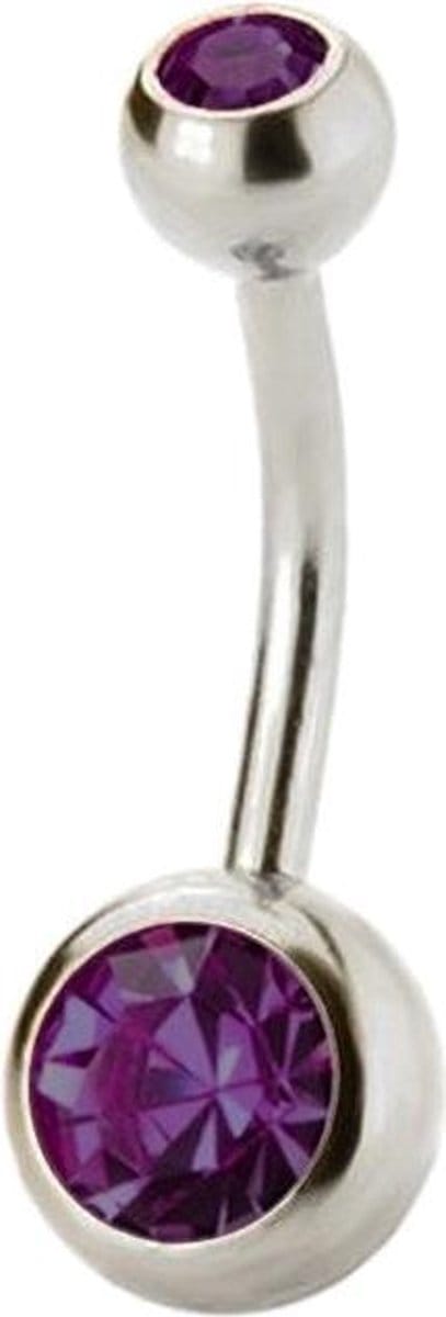 Fako Bijoux® - Navelpiercing - Kristal - Paars