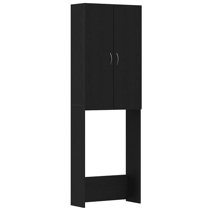 vidaXL - Wasmachinekast - 64x25,5x190 - cm - zwart - eikenkleur