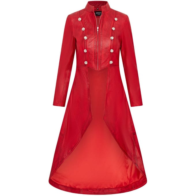 Gothic Edwardiaanse leren damesjas met volledige lengte - Atlanta
