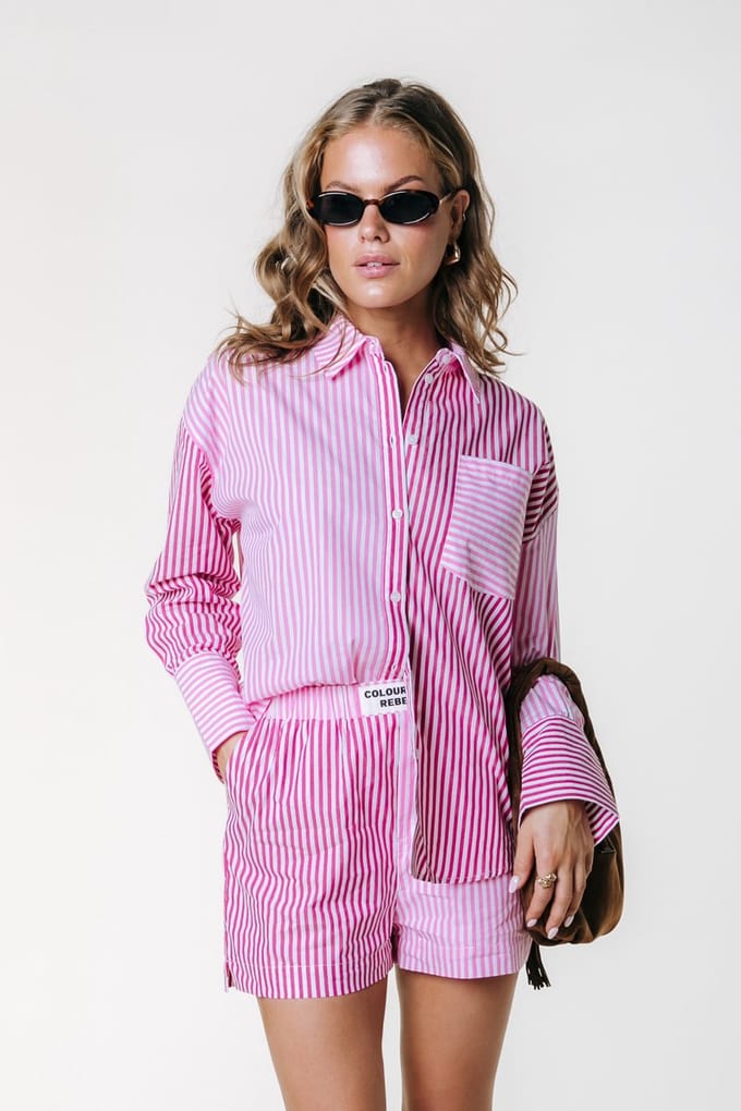 Colourful Rebel Talia Contrast Stripe Blouse- XL